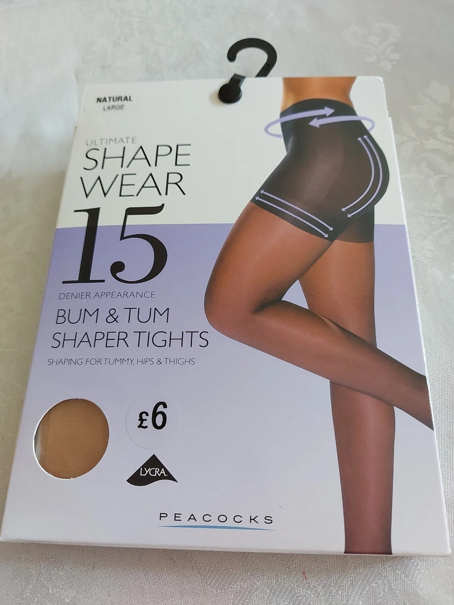 Shapewear Bum Tum Shaper 15 denier Natural nylon tights. Size