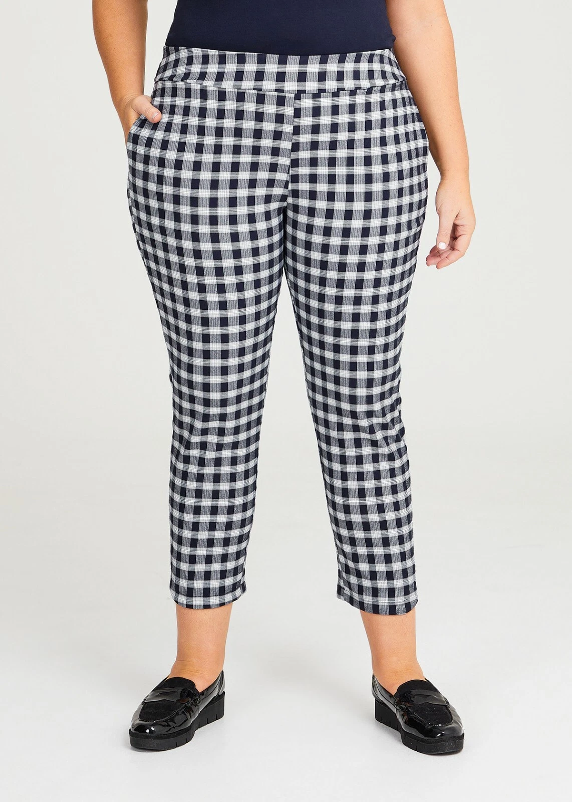 TAKING SHAPE Natural Blue Check Pants - sizes 18 / 20 / 22 - RRP $139.95