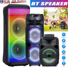 6000W Portable Bluetooth Speaker Dual 8" Subwoofer Heavy Bass Sound System Party