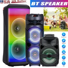 6000W Portable Bluetooth Speaker Dual 8" Subwoofer Heavy Bass Sound System Party