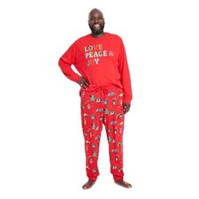 Wondershop Men's 2 piece Pajama Set - Red - Love Peace  Joy holiday -LARGE