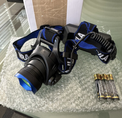 T6 LED Adjustable Headlamp Head Strap & Battery Compartment - Blue/Black