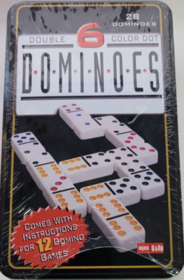 Double Six Color Dot Dominoes Game in  Set of 28 Travel Size is 2''X3/4''X1/4''