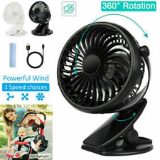 Mini 3 Speeds USB Rechargeable Cooling Fan Clip-On Desk Baby Stroller Portable