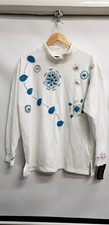 Lavon Sport Womens Crewneck White w/ Beads size M Vintage NWT