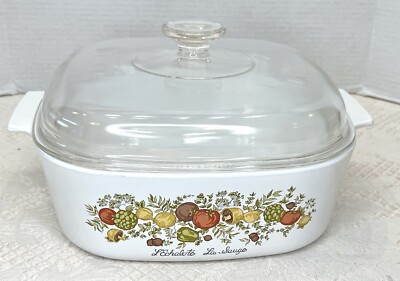 Corning Ware Spice Of Life 4 Qt L'Echalote La Sauge Dish A-34-B & Pyrex Lid A12C