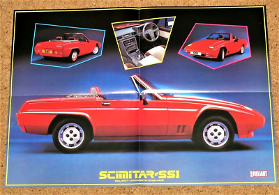 RELIANT SCIMITAR SS1 Pre-Launch Preview Sales Brochure Poster 1985 - Excellent!