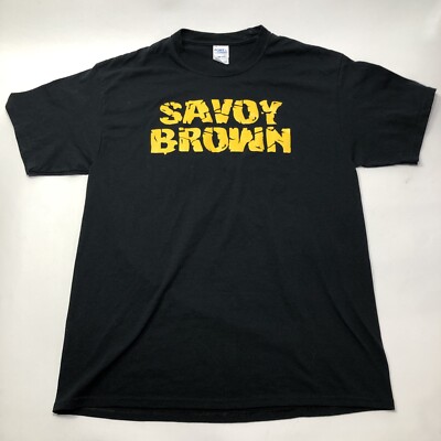 Savoy Brown Since 1965 Logo Double Sided Large Black T Shirt UK Blues Band Tee