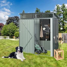 5ft X 3ft Outdoor Metal Storage Shed Transparent Plate Gray