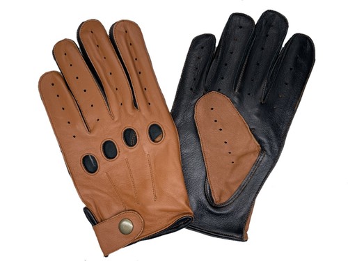 MEN'S CHAUFFEUR REAL SHEEPSKIN LEATHER CAR DRIVING GLOVES with snap - Picture 17 of 17