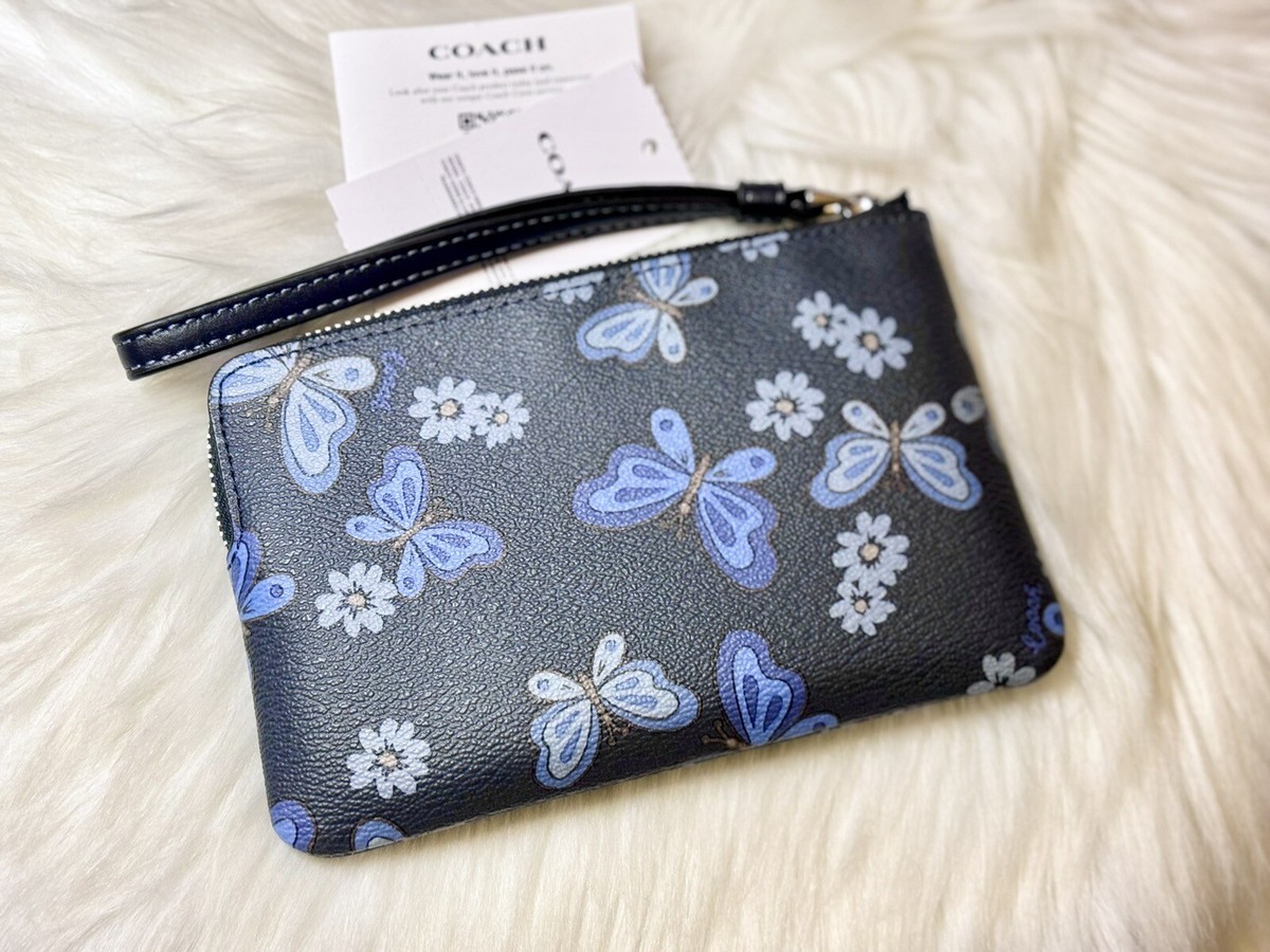 NWT COACH Lovely Butterfly Print Zip Corner Wristlet