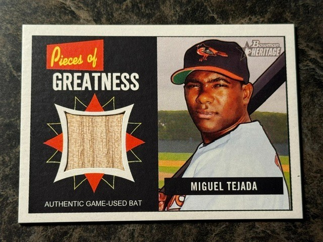 Miguel Tejada #PG-MT 2005 Bowman Heritage Baseball Pieces of Greatness Relics