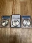 3 MS 63 Silver Peace dollars. 2-1922 & 1-1923 Peace dollars