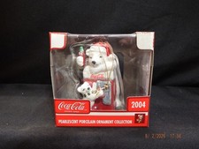 Vtg Coca-Cola Pearlescent Porcelain Polar Bear & Cub Having a Coke-2004-C429