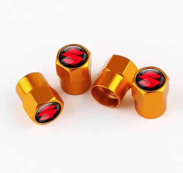 Compatible con Suzuki Rojo Juego de 4 Tapas de Vástago de Válvula de Neumático Aluminio Anodizado Dorado Foto 2 de 4