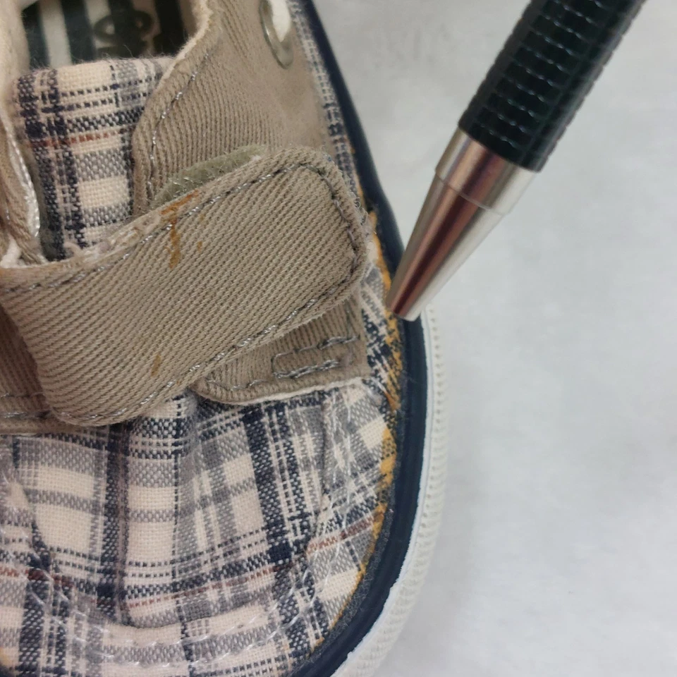 ZAPATOS DE BARCO NÁUTICO PREPPY CIRCO INFANTILES NIÑOS AZUL TOSTADO NEUTRO A CUADROS TALLA 4 Foto 3 de 4