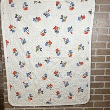 Vintage Disney Baby Mickey Minnie Crib Quilted Blanket