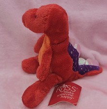 Retro Early 2000s Russ Berry Mezo Small Plush Dinosaur Red Orange Purple Nwt