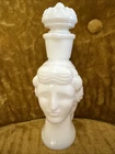 Vintage AVON Decanter/Bottle Milk Glass Grecian Lady Empty Bottle