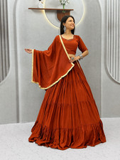 Women's Rion Cotton Lehenga Choli Set Handmade Mirror Work Navratri Garba Wear