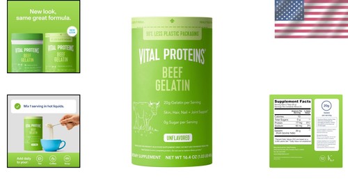 Versatile 16.4 oz Kosher Grass-Fed Beef Gelatin Powder - Gluten Free & Paleo - Picture 2 of 11
