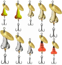 10 Pcs Hard Metal Inline Spinner Baits Sinking Fishing Lure Kit Underwater Spinn