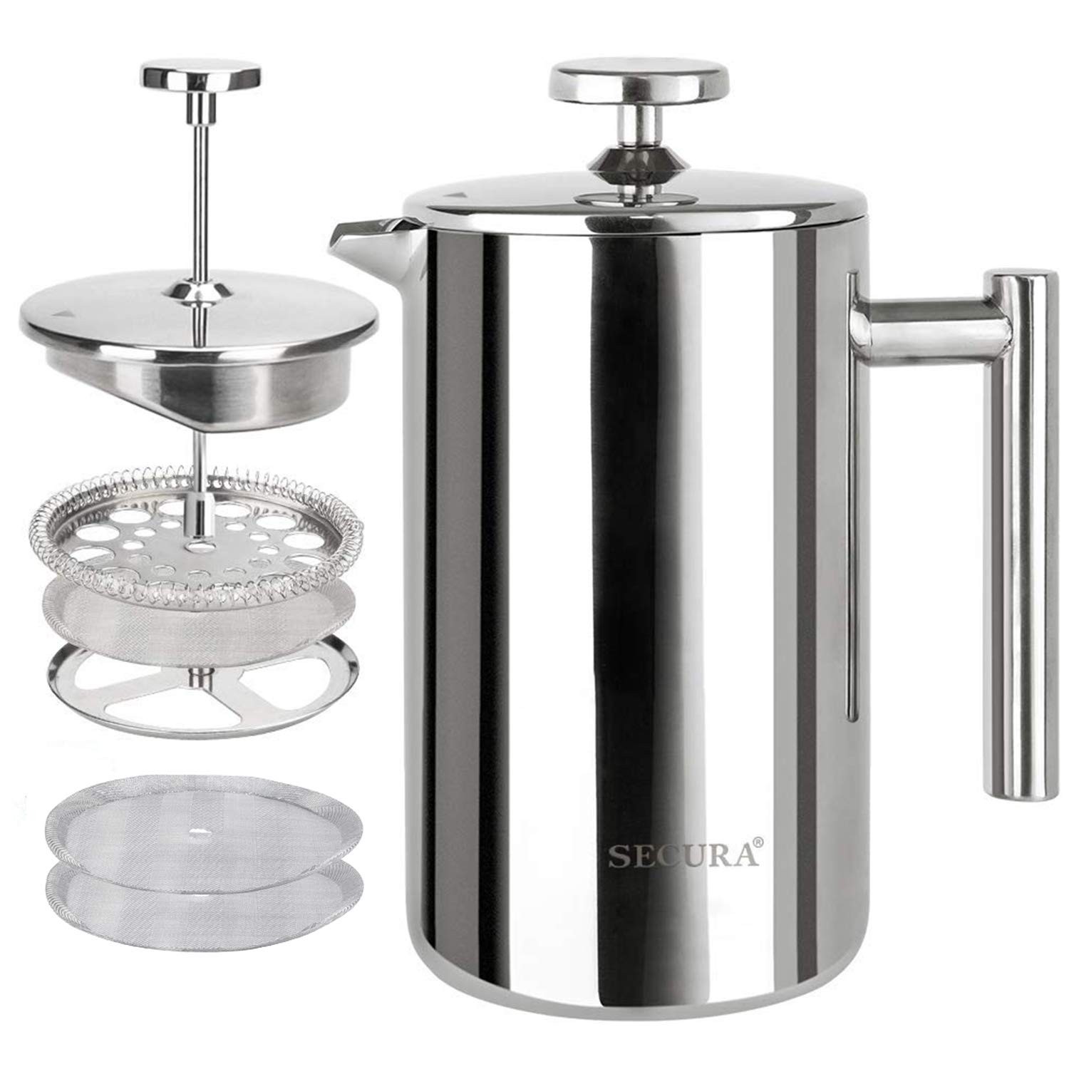Coffee Maker, Stainless Steel, Silver, 17oz