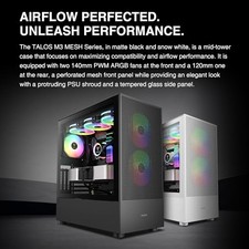 GAMDIAS E-ATX MID TOWER GAMING COMPUTER CASE, TEMPERED GLASS PC CASE, - BLACK
