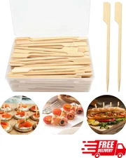200 Bamboo Skewers 4.7" Toothpicks with Storage Box, Cocktail Picks for Snacks