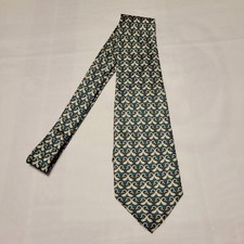 Robert Talbott Men's Dress Tie Hand Sewn, 100 Silk, Green Cream Gold