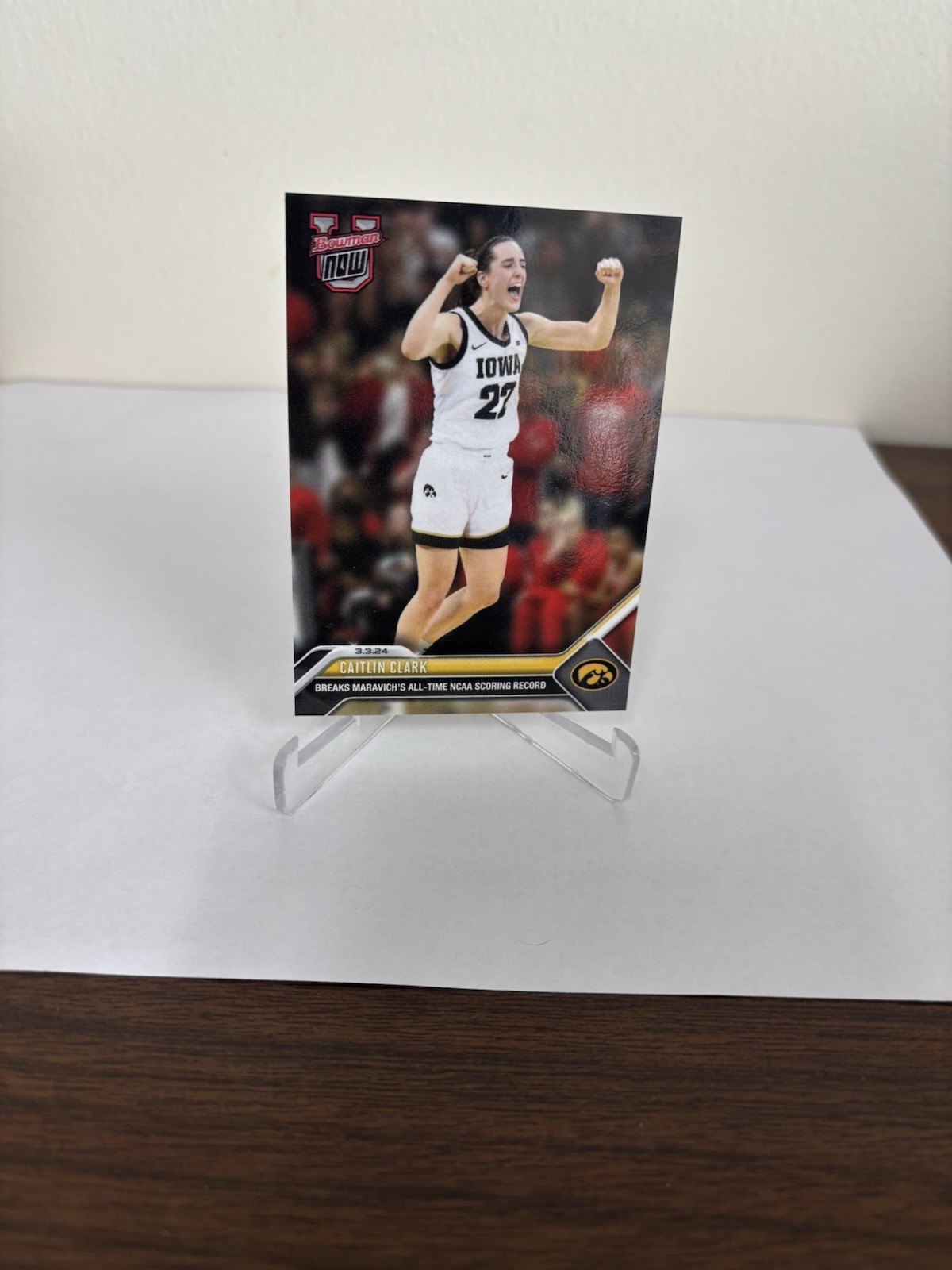 2023-24 Topps Now Bowman U #61 Caitlin Clark All Time Scoring Leader - In Hand