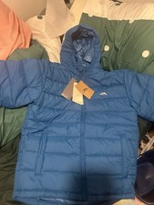 Trespass Hooded Jacket Blue Medium Size Wind proof And Waterproof