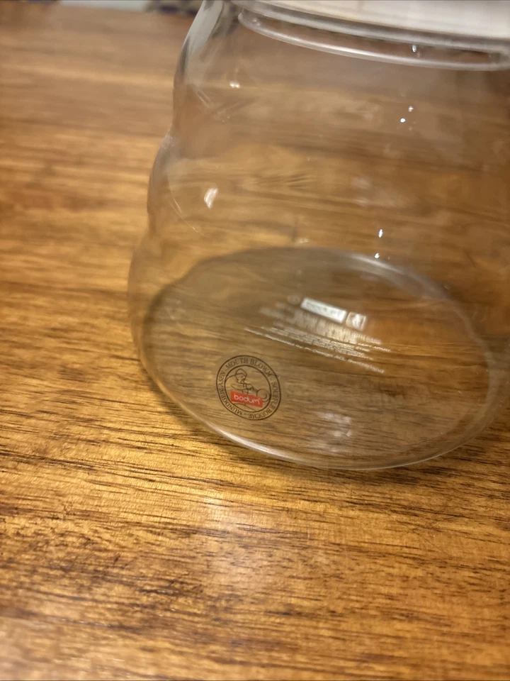 Vintage Bodum Mouth-Blown Glass Pour Over Carafe Pitcher w Lid 20 oz With Label - Image 2 of 4