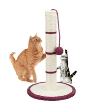Cat Scratching Post 19" Tall Kitty Scratcher Sisal Natural Jute Rope Swat Ball