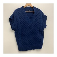 As Know as De Base Blue Oversized Knitted Sweater Womens Casual Knitwear Size M
