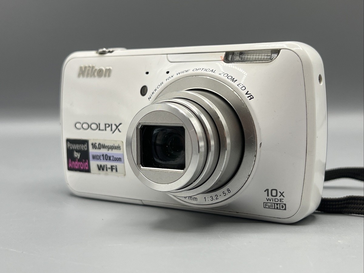 Nikon Coolpix S800c 16MP Digital Camera White- Tested & Works 