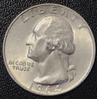 1964-P, WASHINGTON QUARTER, 90% SILVER, UNC