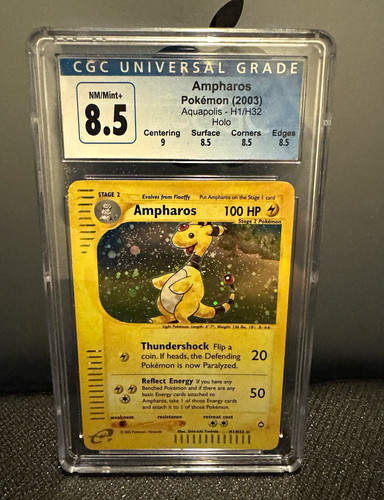 Pokemon Ampharos H1/H32 Aquapolis Holo Rare 2003 Vintage WotC CGC 8.5 SO CLEAN!
