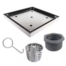 RELN 4 in. x 4 in. Stainless Steel Square Shower Drain w Tile Insert Drain Cover