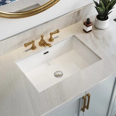 Premium square Porcelain Bathroom Sink - Undermount, Overflow Hole Included