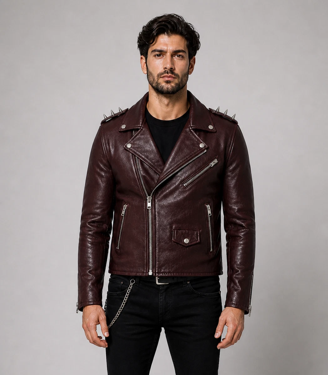 studded leather jacket products for sale | eBay