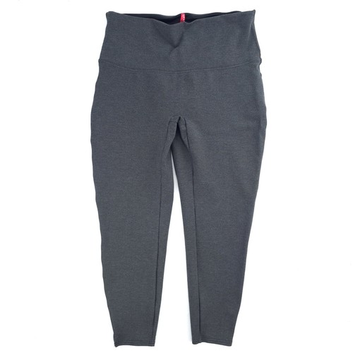 Spanx Ankle Ponte Slit Hem Leggings 1X Heather Charcoal Grey Stretch Slimming