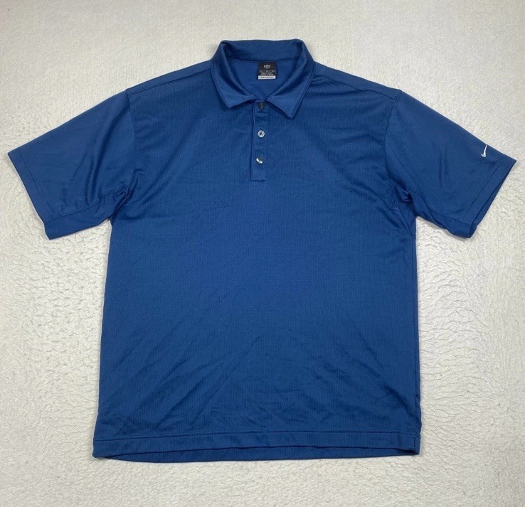 Nike Golf Polo Shirt Sphere Dry Mens Large Blue Short Sleeve Adult Active