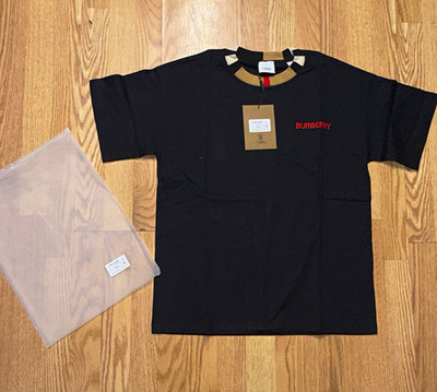 Burberry Men s Black Crew Neck Short Sleeve Cotton Jersey Logo T-Shirt Sz S