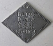 Hylton D.M.A Branch 649 Miners Colliery Pit Check Tally Token