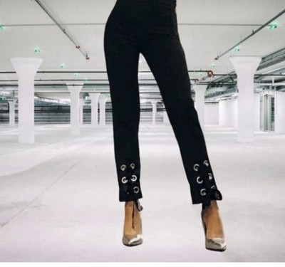 H&M Trend Conscious Black Lace-up Ankle Pants Women s Size 10 Dress Pants