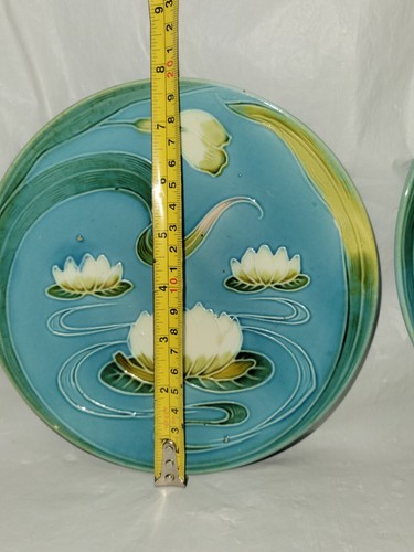 Antique Majolica Water Lilies Plates -Georg Schmider Zell Baden- Germany 5151 - Picture 21 of 24