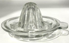 Vintage Glass Citrus Juicer Reamer Tab Handle to Place on Bowl Rim Clear 5.25"