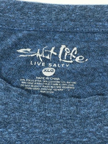 Salt life men XL extra large blue T-shirt marlin design Long Sleeve - Picture 7 of 10