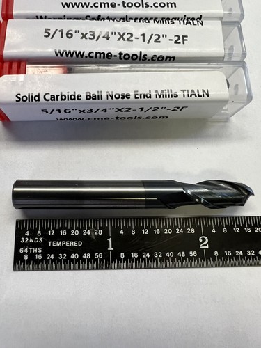 5pcs 5/16" Carbide 2 Flute Ball End Mills Tialn Coated,center-cutting 1006-BTN2F - Picture 2 of 2